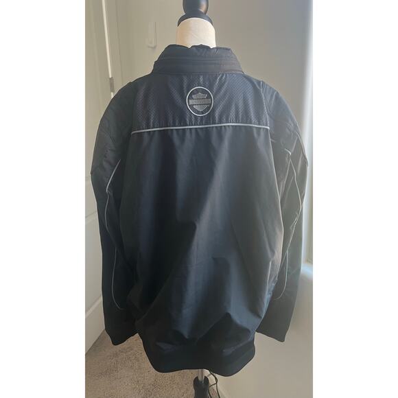 Harley Davidson Black Dust Rider Biker 2-way Zip Hidden Hood Jacket Coat 2XL - Picture 4 of 15